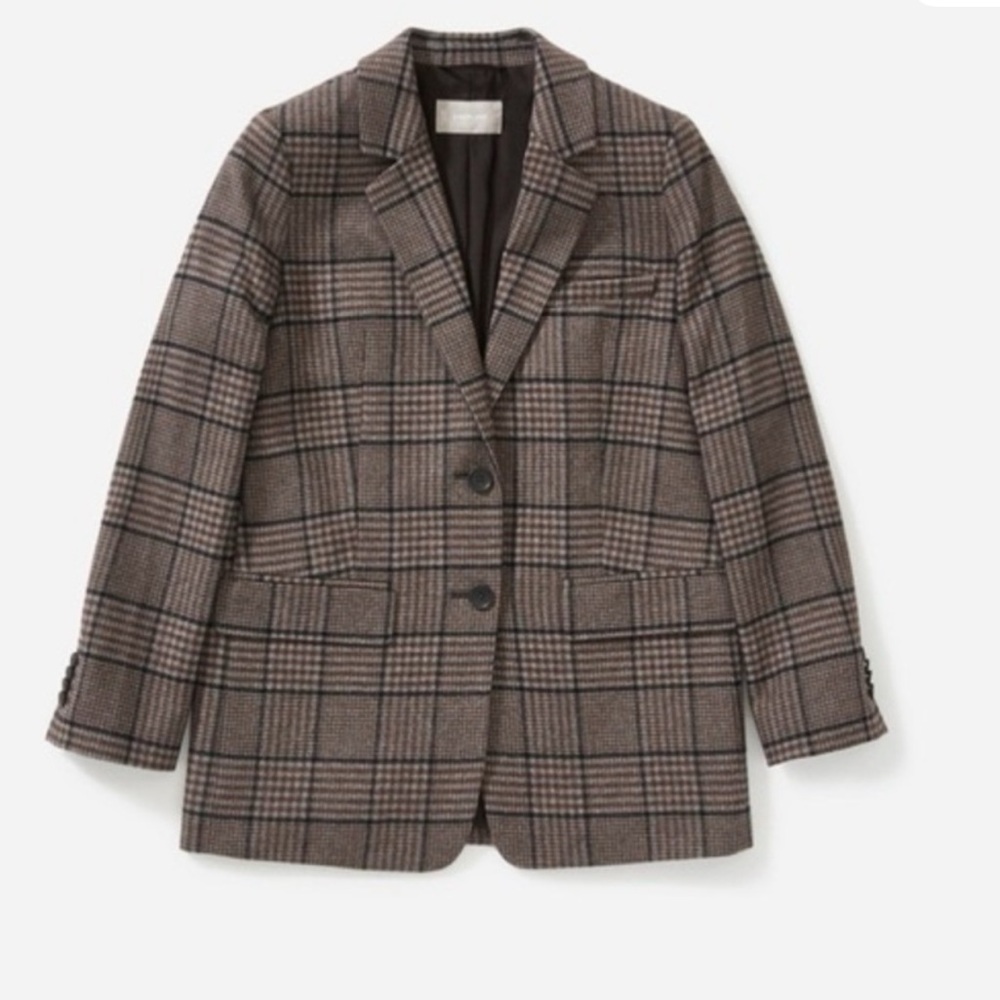 Chocolate houndstooth oversized wool blazer